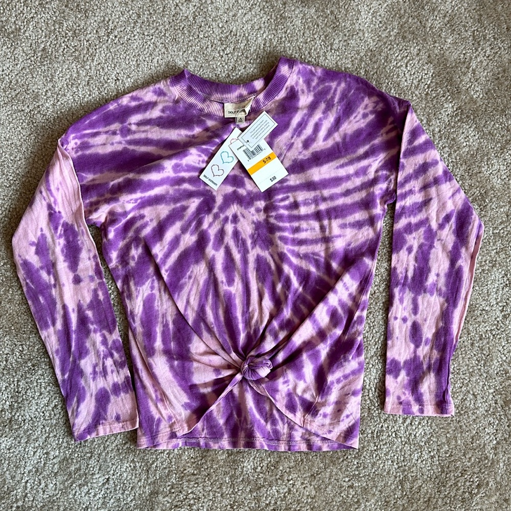 Girls cute twist front tie dye long sleeve